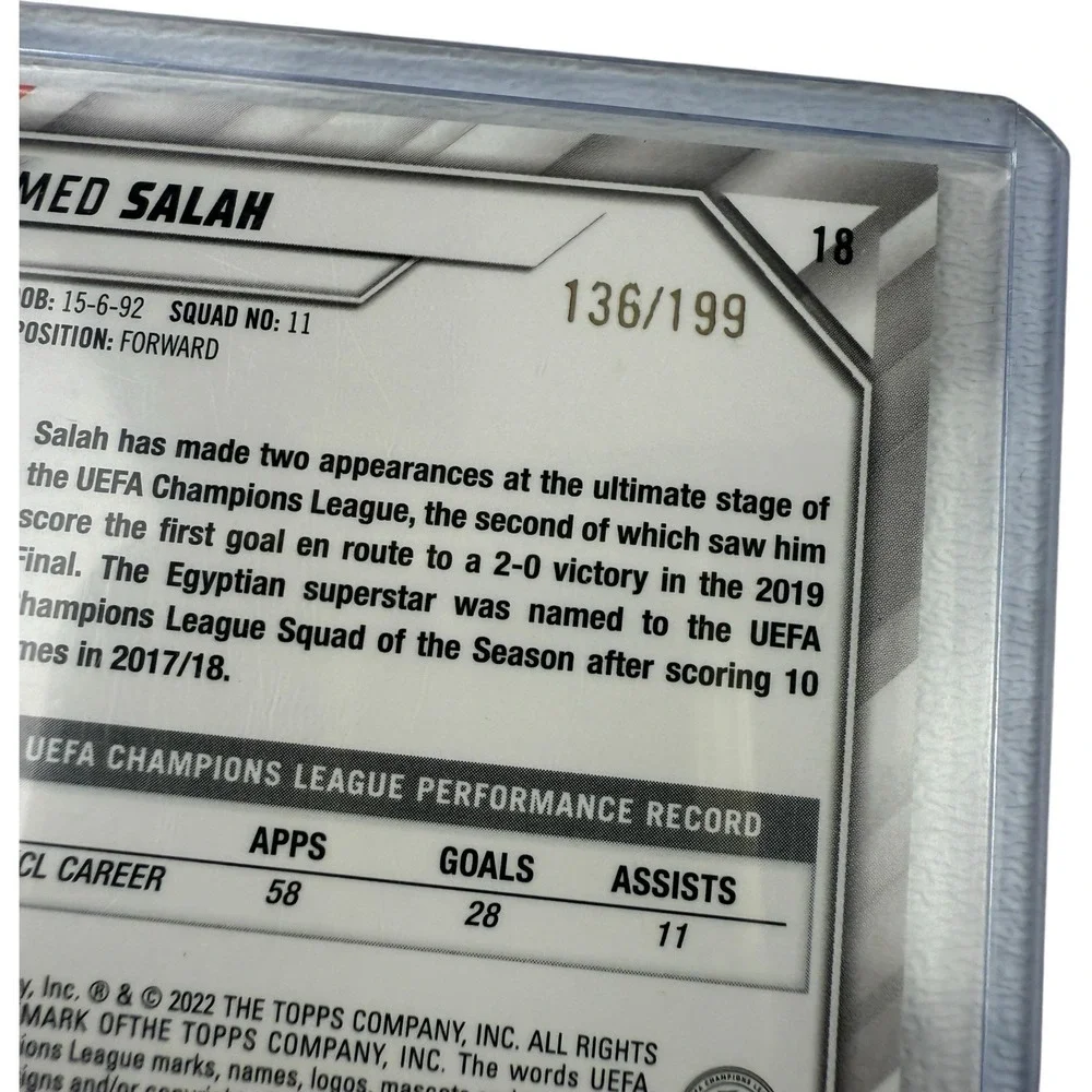 2021-22 Topps UCL Collection Mohamed Salah #18 Neon Green Foil /199 Liverpool‎